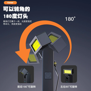 Mini small flashlight car explosion portable handheld strong magnetic COB work light maintenance light can turn the head