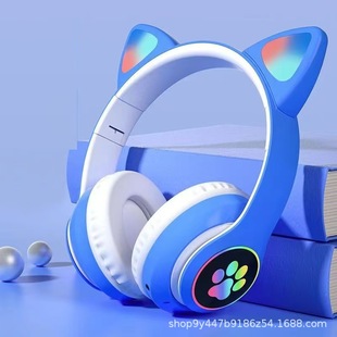 Cross-border headset bluetooth headset STN-28 cat ear subwoofer sports luminous wireless card headset manufacturers