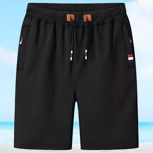 Summer basic pocket zipper casual shorts men's loose straight all-Match sports pants thin sweatpants cropped pants
