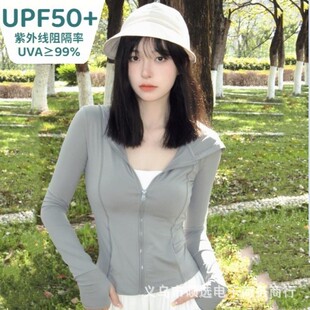 Ono Slim-fit Sunscreen Clothing Women's Original Yarn Summer Ice Silk Hooded Cardigan Thin Jacket Anti-ultraviolet Yoga Sunscreen Clothing