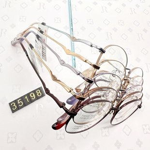 Wholesale 35198 retro ultra-light semi-titanium fashion round frame frame two-color IP plating carved ferrule legs
