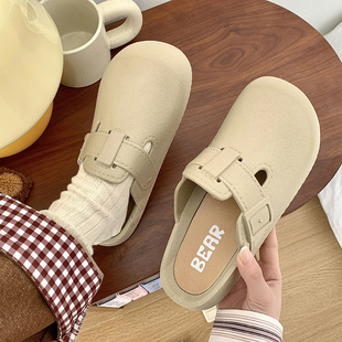 Summer Half Slippers Women's Beach Fashion Outwear Korean Style Flat Burkenneth Shoes Home Use Lazy Toe Soft Bottom Sandals