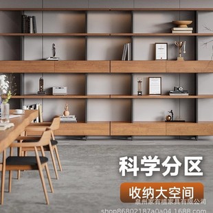 Loft Iron Living Room Solid Wood Bookshelf Bookcase Storage Rack Floor Multi-layer Display Display Reading Integrated Wall