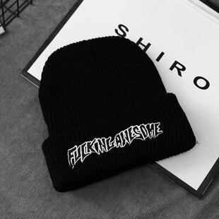 Autumn and winter thin knitted hat men's and women's Korean embroidered wool cold hat students shopping sweet cute pullover hat