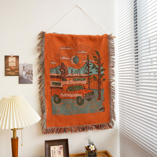 Nordic Cotton Woven Tapestry Camping Atmosphere Arrangement Room Bedroom Decoration Hanging Cloth Background Cloth Cabinet Cover Towel