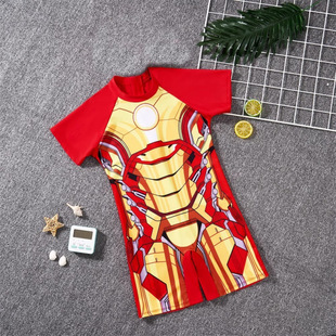 2025 Summer New Children's Girls Zipper One-Piece Swimsuit Cartoon Boys Cute Swimsuit Short Sleeve Swimming Suit
