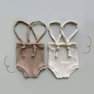 Korean ins Baby Suspender Shorts Baby Boy and Girl Baby Stretch High Waist Base Shorts Suspender Pants Summer