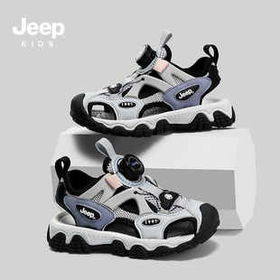Jeepkids Boys Sandals with Open Hollow Button sneaker 2023 New Children's Beach Shoes for Large Children