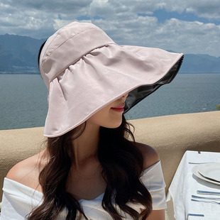 Summer Half Empty Top Sunscreen Hat Women's Double Layer Fisherman Black Glue Coated Outdoor Anti-UV Foldable Sunshade Hat