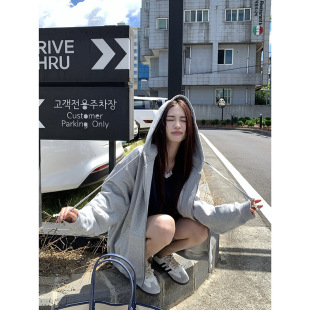 Baishi Wang Four Optional Fashionable Printed Hooded Sweater Women's Autumn Loose Slimming Casual Zipper Cardigan Jacket