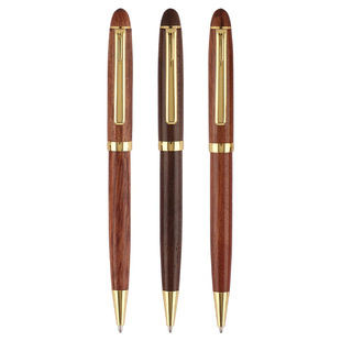 Factory Wholesale Brass Signature Pen Sandalwood Business Signature Ballpoint Pen Retro Solid Wood Neutral Gift Pen Engraving