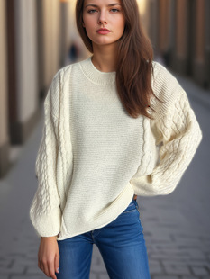 Foreign trade casual twist sweater solid color pullover sweater women's cross-border 2024 autumn and winter new women's pullover