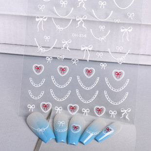 Line French Bow Nail Art Sticker 3D Simple Joker Love Bow Nail Sticker Jewelry DH854