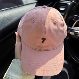 Spring and summer baseball cap women's new embroidery 7 hat wide brim sunscreen ins style high top face small cap men's spring and autumn