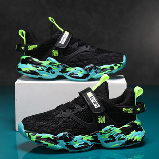 Children's shoes boys 2023 Spring and Autumn New breathable mesh sneaker children's mesh shoes medium and big children boys trendy shoes