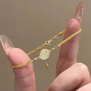 Nano Vacuum Coating Strong Color-preserving New Chinese-style Fuzi Golden Bracelet Women's High-end Design All-match Bracelet Bracelet