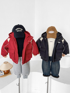 Valley of the Wind 2024 Winter New Children's Wear Children's Korean-style Waterproof Color-matching Clothes Thickened Coat Trendy for Boys and Girls