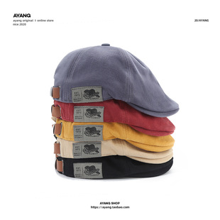 Japanese Style Vintage Washed Anti-Wearing Beret Women's Fashion Brand American Style Vintage All-Match British Painter's Hat Forward Hat for Men