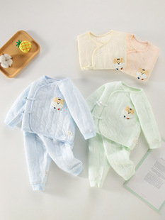 2024 autumn and winter new men's and women's baby warm suit baby two-piece newborn straps 0-3 month clothing