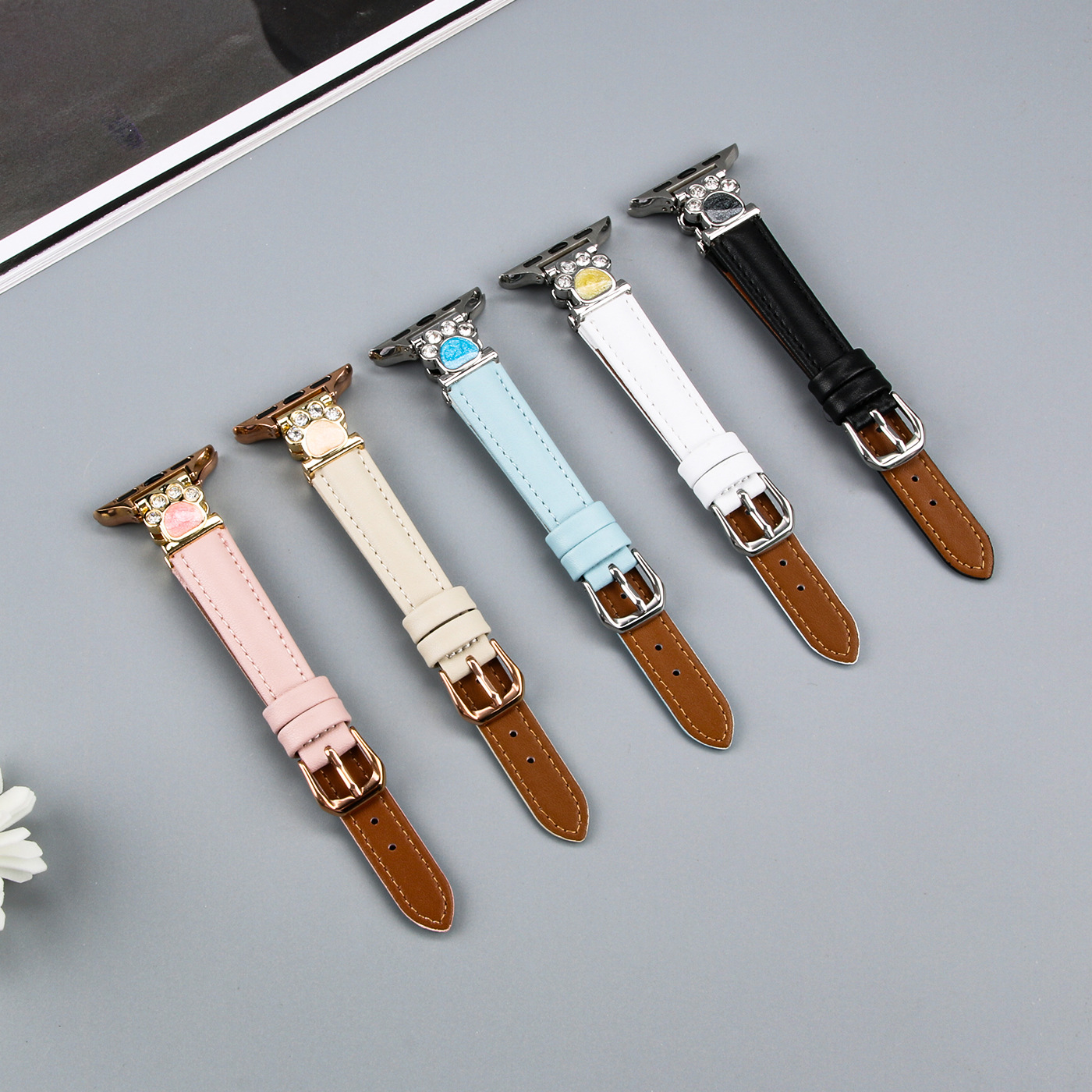 Apple iwatch S10 시계 스트랩에 적합한 주문 고급 고양이 발톱 여성용 금속 가죽 스트랩