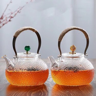 Daifa high borosilicate glass teapot hammer pattern boiling teapot electric ceramic stove kettle copper handle beam pot glass tea set