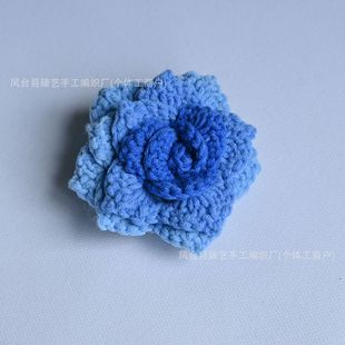 Hand-Crocheted Pointed Rose Flower Head Weaving Artificial Flower Immortal Flower DIY Knitted Wool Clothing Accessories