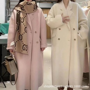 [2023 baby camel velvet] Han Xi double-sided wool coat double-breasted simple commuter high-grade woolen coat for women