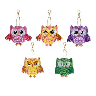 Wholesale Diamond Painting DIY Keychain Bright Diamond Cartoon Keychain Handmade Diamond Pendant Can Be Customized with Gemstones