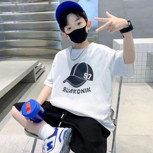 Boys Summer Fun Printed Short-sleeved T-shirt 2024 New Children's Breathable Cotton Top Western Style Girls