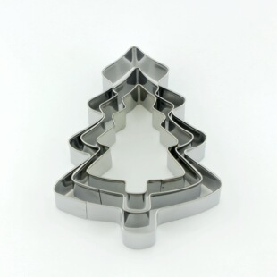 Cross-border Christmas tree cookie mold stainless steel 3-piece set cake mold cake mold factory wholesale baking products