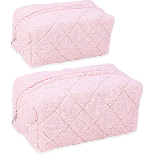 Amazon new plush cosmetic bag large capacity towel cloth cosmetic bag travel portable cosmetic storage bag