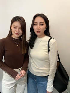 Boss's same style half high and small stand collar bottoming shirt long sleeve women's autumn and winter warm top all-match thread knitted inner wear