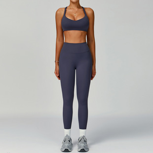 Cross-Border Environmentally Friendly Recycled Sports Suit Women's Tight-Fitting Cut Out Beautiful Back Yoga Wear Sports Outdoor Running Suit 2029