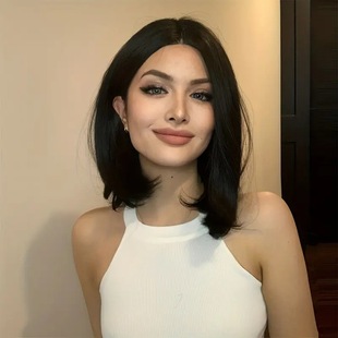 Tume cross-border wig European and American Women's African short hair bobo head straight hair European and American Daily shoulder wig set