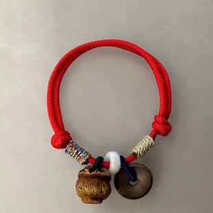 Fidelity old peach peach basket Ping An buckle hand string this life year red rope adult children couple Ping An factory wholesale
