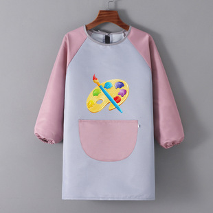 Children's waterproof long-sleeved coverall studio art painting reverse dressing kindergarten school printing eating apron upside down