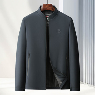 2024 Autumn Winter Spring Autumn New Men's Stand Collar Coat Middle-aged Dad Jacket Casual Business 1029