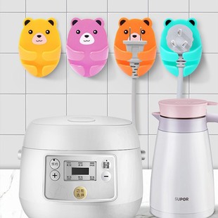 Plug Hook Punch-free Electrical Power Plug Storage Holder Cartoon Cute Seamless Strong Sticky Hook Hook