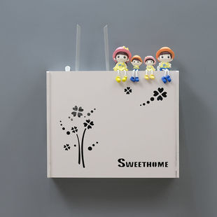 Punch-free wall-mounted WiFi light and dark router weak meter multimedia box empty box decorative painting white
