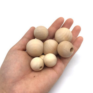 Solid Wooden Ball Handmade DIY Accessories Original Wood Color Wooden Ball Large Ball Painted Ball Bead