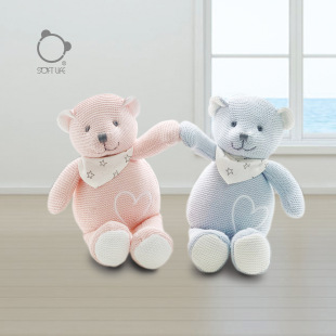 softlife Pink Love Bear Plush Doll Comfort Accompanying Wool Cloth Doll Children's Gift