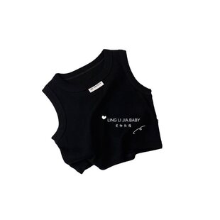 Girls' Sleeveless Short Vest 2025 Summer New Children's Crewneck Base Shirt Korean Baby Knitted Top