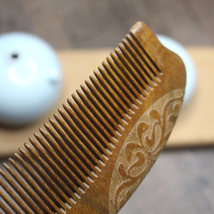 Green sandalwood comb jade sandalwood large comb carved comb home portable wooden comb gift wooden comb