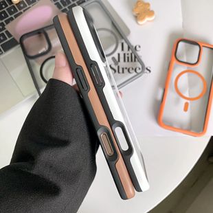 Suitable for iPhone15 Sand Shield Magnetic Mobile Phone Case Apple 16promax Skin Sense High Permeability All-inclusive Drop-resistant Protective Case