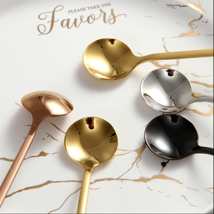 304 stainless steel long handle small round spoon coffee spoon mixing spoon spoon spoon star spoon ins dessert spoon Korean ice spoon