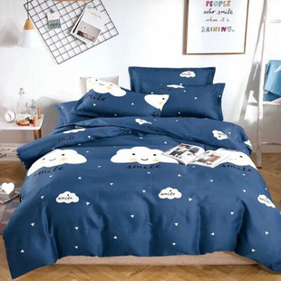 [skin-friendly quilt cover 2 pillowcase four-piece set] quilt cover single-piece quilt cover bed quilt cover single-piece student dormitory mattress cover