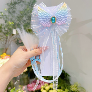 Children's Bow Hairpin Korean Style Princess Aisha Sanrio Sequins Super Fairy Wig Braid Hairpin Girls' Hair Accessories