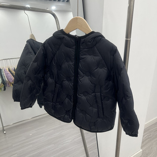Children's down Jacket Winter New Style Boys and Girls White Duck down Baby Short Hooded Jacket Light and Thin