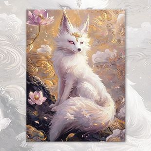 Fox 2024 новый национальный стиль ручной работы DIY цифровая живопись маслом раскраска акрил декомпрессия рисованной граффити картины