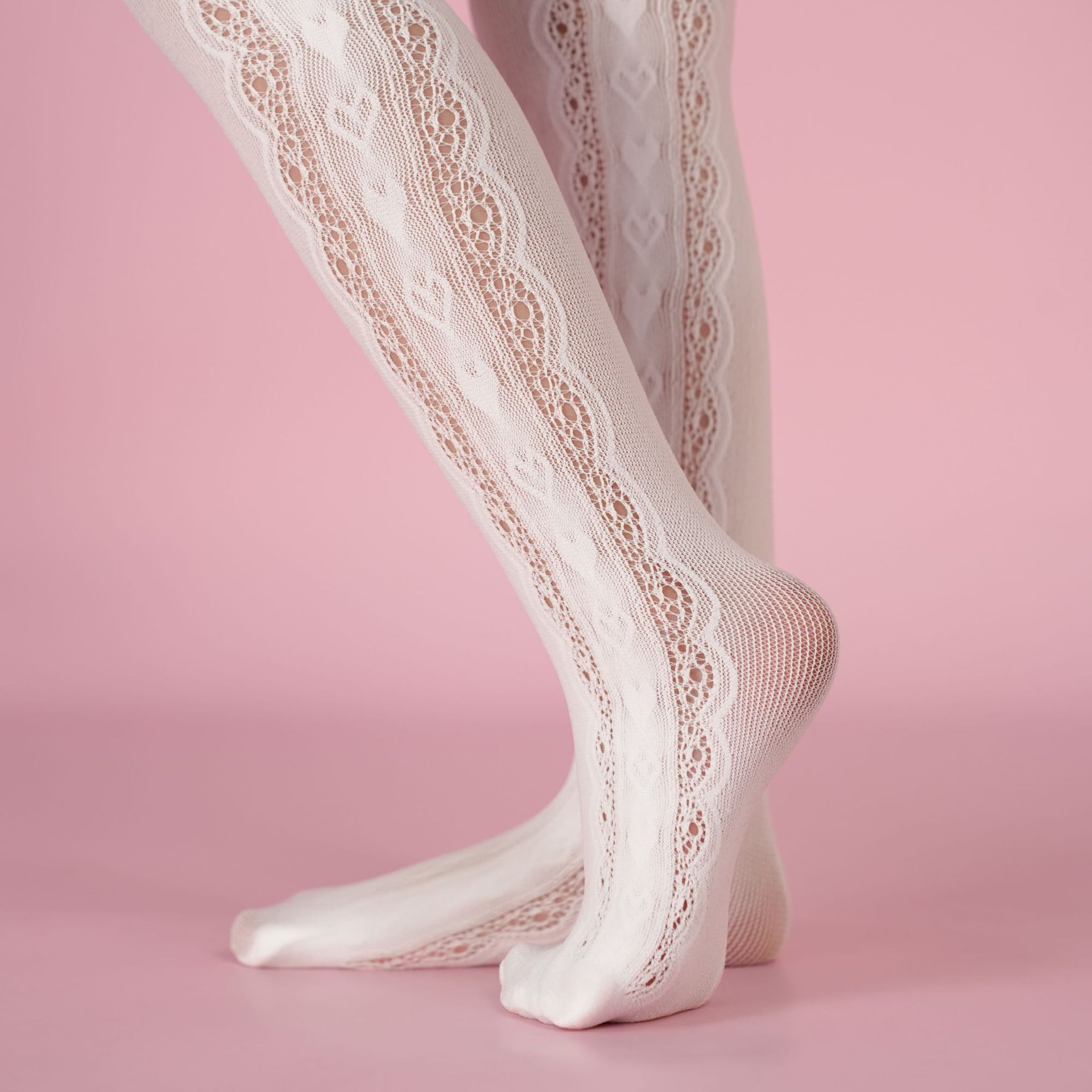 Summer Girls Pantyhose Thin Cut Out Mesh Leggings White Lolita Style Baby Style Lace Pantyhose